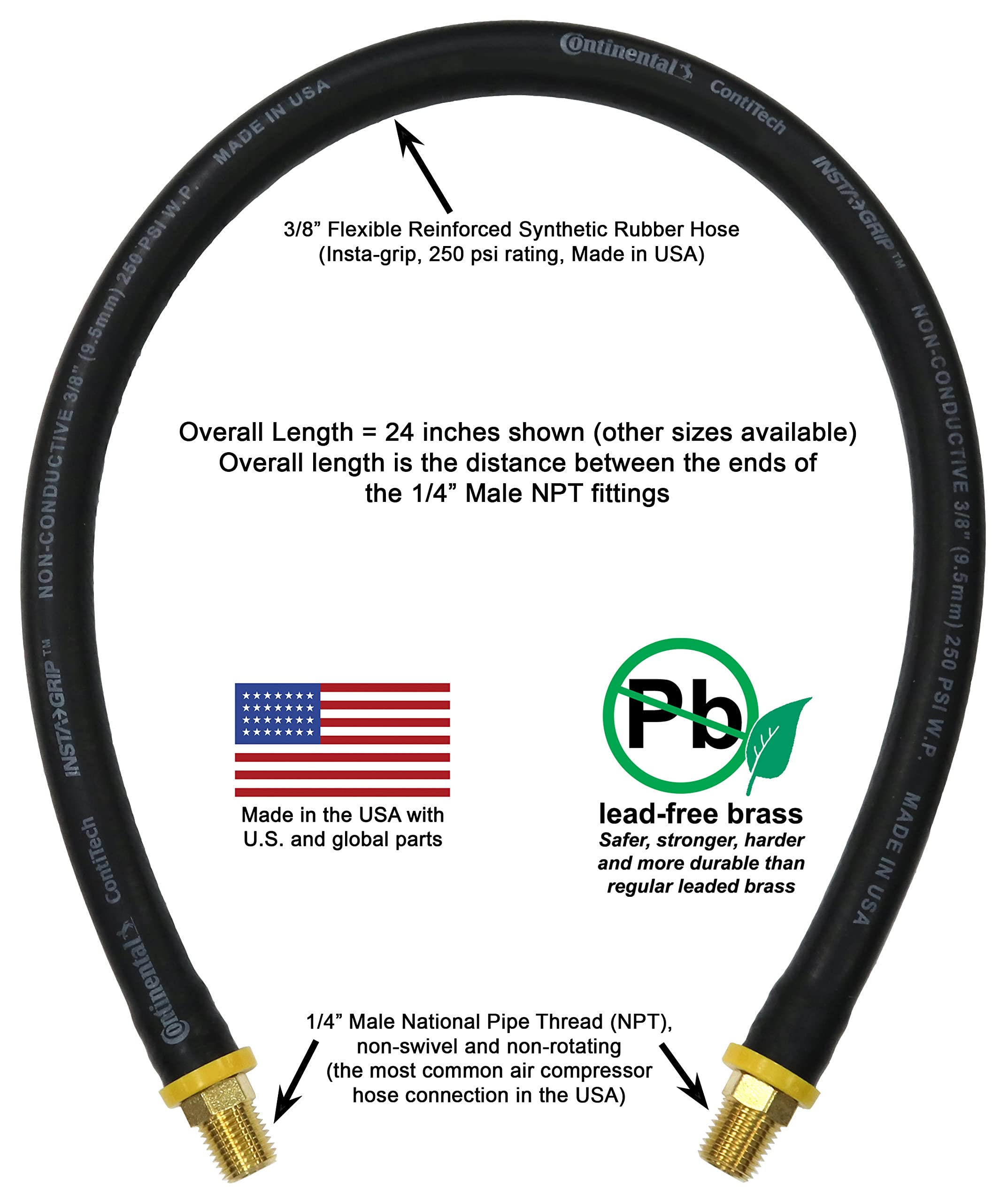 Vibrant Yard Company Short Air Compressor Hose, 1/4